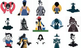 A bulk set of Collection of Unique Character Illustrations for Design Inspiration vector