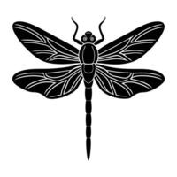a black and white dragonfly on a white background vector
