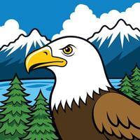 an eagle with mountains in the background vector