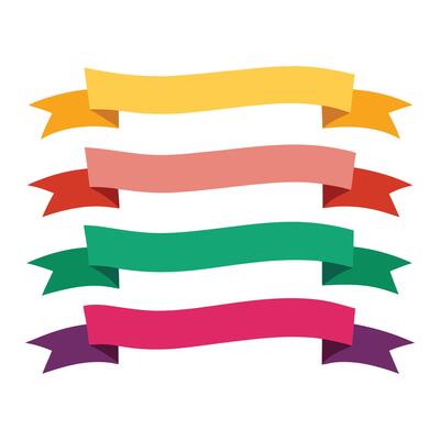 colorful ribbons set on white background.