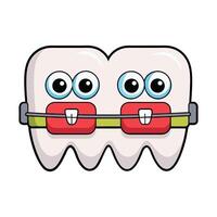 two cartoon teeth with eyes and teeth on a white background vector