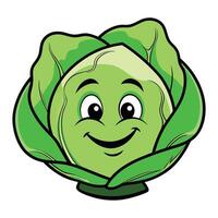 a cartoon cabbage character with a smile vector