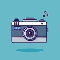 Analog camera icon, digital camera, lens camera, designed in flat cartoon style, isolated. Technology concept design for taking pictures. Illustration. vector