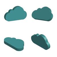 Four different cloud shapes are shown in different colors vector