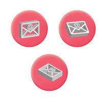Four red buttons with mail and envelope icons vector