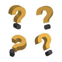 Four question marks are shown in different poses vector