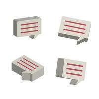 Four speech bubbles with red lines on them vector