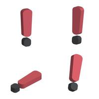 Four red exclamation points on a white background vector
