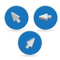 Three blue buttons with an arrow pointing down vector