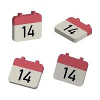 Four calendar icons with the date 14th of july vector
