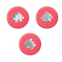 Four pieces of puzzle are shown on a red button vector