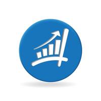 A blue button with a graph and arrow vector