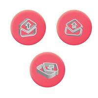 Four red buttons with a red envelope and a silver arrow vector