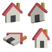 Four different house icons with different shapes vector