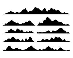 Silhouette Mountain Range Set Diverse Peak Designs, Graphics vector