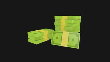 3D Cartoon Stack of Moneys Falling Animation video