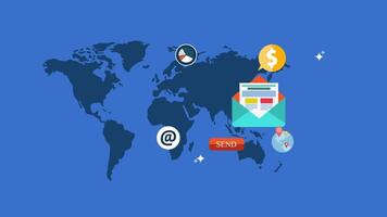 Sending Business Email Worldwide 2D Motion Graphics Animation video