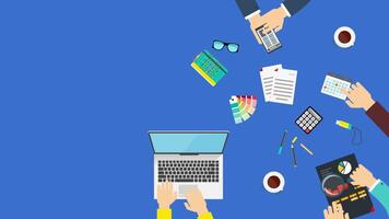 Office Work Overhead View 2D Motion Graphics Animation video