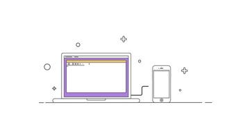 conectando caderno e telefone através da cabo 2d movimento gráficos animação video