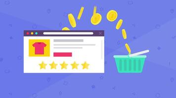 Shopping Online with E-Commerce 2D Motion Graphics Animation video
