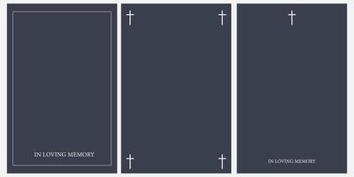 set of Funeral Announcement Template Illustration with Blank Space for Text vector