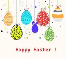 Happy Easter Colorful Eggs Hanging Festive Spring Holiday Design vector