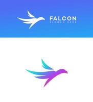 Falcon Logo Design Gradient, Bird, Wings, Flight, Speed, Symbol, Abstract, Icon, Branding, White vector