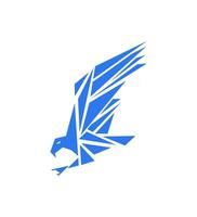 Abstract Blue Geometric Eagle, Sharp Wings, Soaring Flight, Powerful Design, Creative Logo, Bird Symbol vector