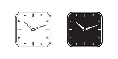 square wall clock icon set isolated on white background vector