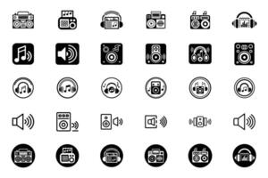 Collection of isolated audio icons simple illustrations vector