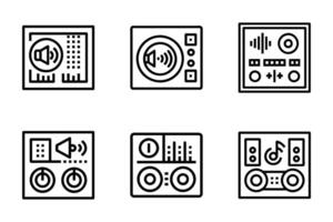 Isolated audio icons minimal line art style set vector