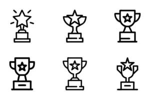 Isolated trophy icons minimal line art style set vector