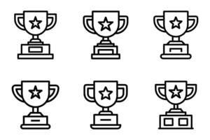 Clean trophy icon set flat and minimalistic line art vector