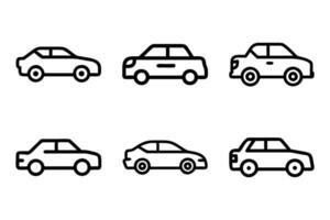 Isolated car icons minimal line art style set vector