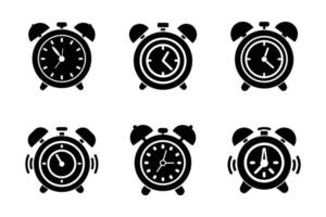 Clean alarm icon set flat and minimalistic isolated vector