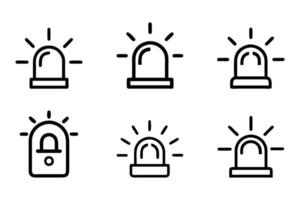 Isolated alarm icons minimal line art style set vector