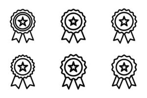 Isolated badge icons minimal line art style set vector