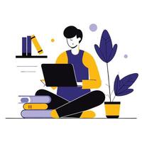 Concept Illustration of a Woman Embracing New Knowledge with Curiosity and Wonder vector