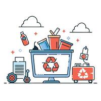 Depiction of the Concept of Electronic Waste Visual Representation of Environmental Concerns vector