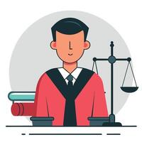 Illustrated Concept of a Judge Holding a Gavel and Scales of Justice vector