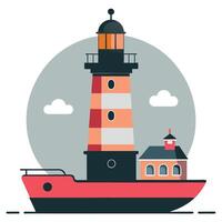 Conceptual Illustration of a Futuristic Lighthouse Boat with Sleek Lines vector