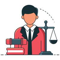 Depiction of a Judge and Conceptual Representation of Justice vector