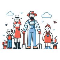 Happy Farmer Family Enjoying Leisure Time Together vector