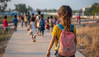 vibrant journey, daily routines and dreams of youth - tale of school days and home comings, where knowledge fills backpacks and energy sparks imagination photo