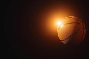 Dynamic Basketball Orbital Motion on Black Background with Light Flare Effect photo