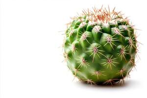 Isolated Green Cactus with Sharp Spines on a Clean White Background for Nature and Design Use photo