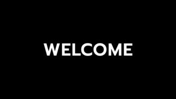 360 degree rotation animation of white welcome text on black color background video