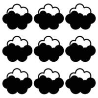 Set of Black and White Cloud Icons, Minimalist Weather Graphics vector
