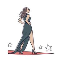 Elegant Runway Fashion Model Design vector