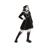 Elegant Gothic Glam Fashion Model Design vector